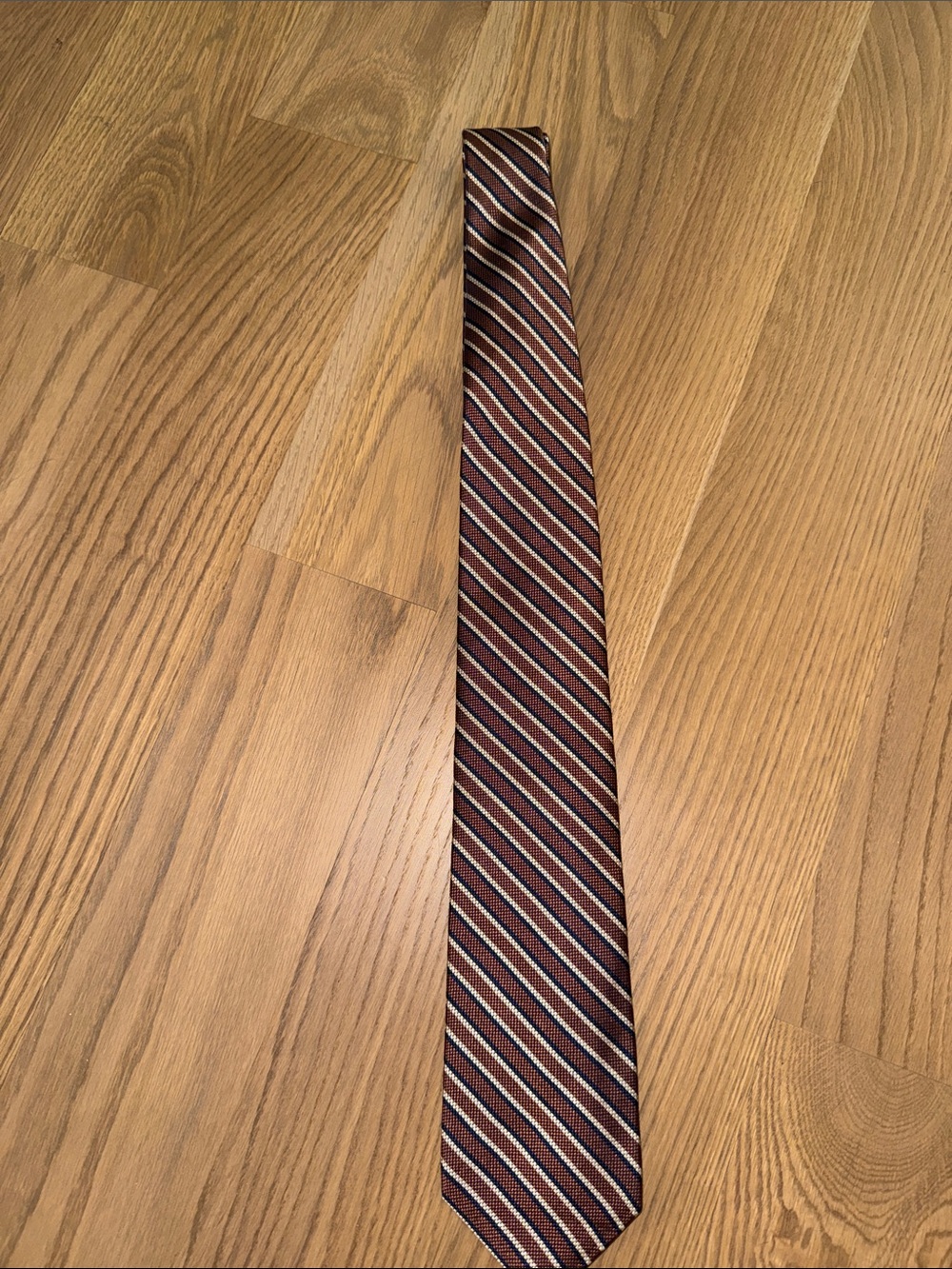 Brooks Brothers Striped Silk Tie with Cream and Navy Accents